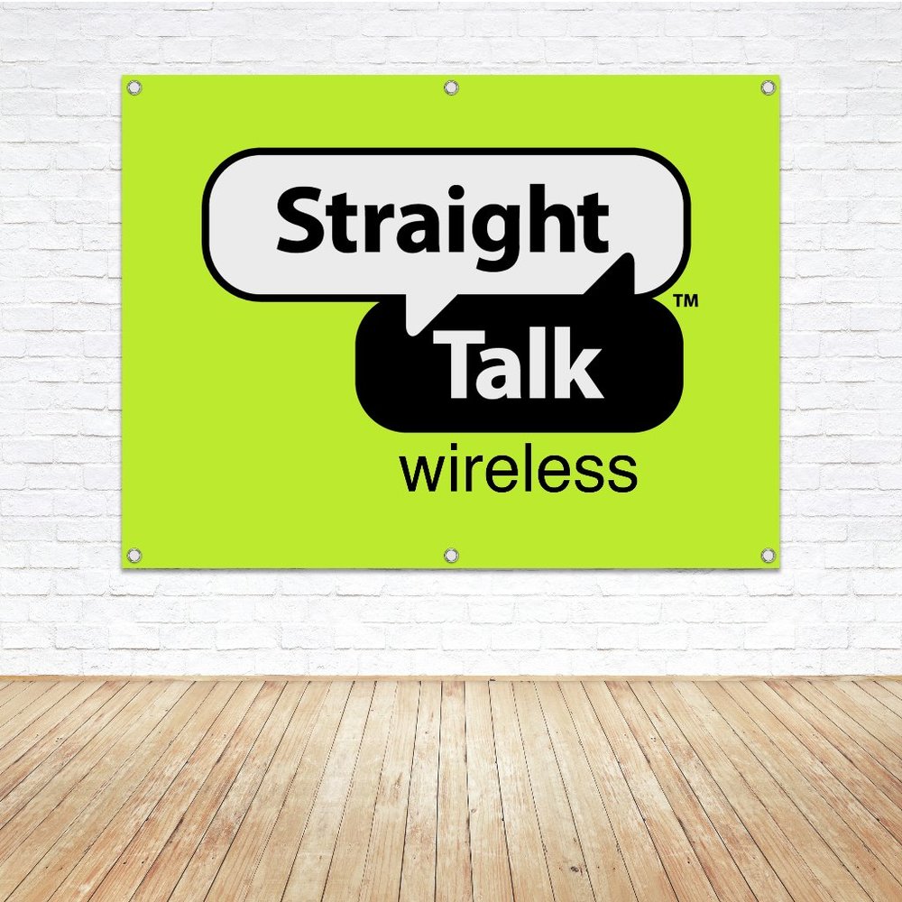 STRAIGHT TALK Wireless Logo Vinyl Banner 1.5x2.5ft. Sign Phone Provider Store
